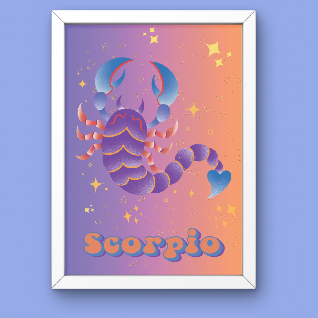 Scorpio Print Poster | Vibrant Astrology Art