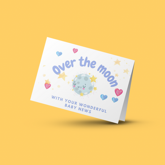 “Over the Moon” Baby Card | Greeting Card